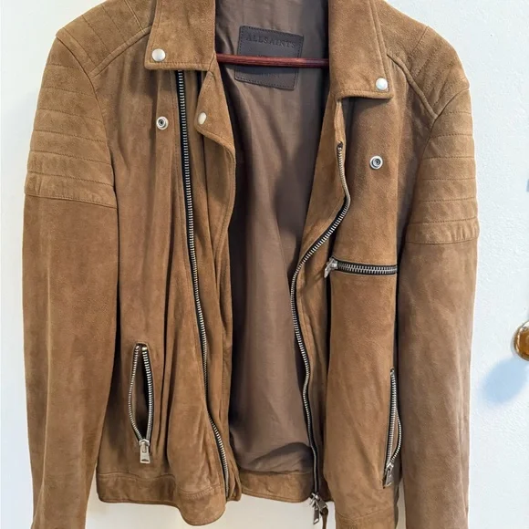 All Saints Tan Suede Jacket - Picture 2 of 5